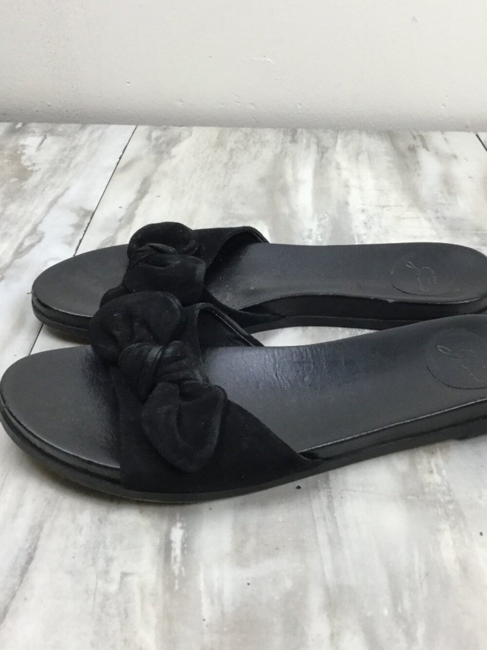 J. Crew Black Bow Leather Sandals 8